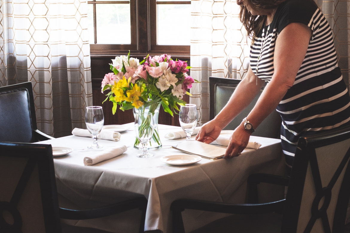 Natalie prepares a Private Dining Room at Jag's Steak and Seafood